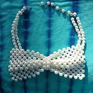 Beaded bow tie choker necklace